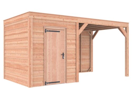 Tuinhuis met overkapping douglas 244,8 x 495,4 x 254,9 cm asymmetrisch cm Zweeds rabat onbehandeld