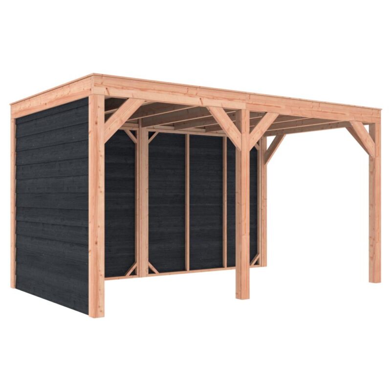 Overkapping douglas 244,8 x 445,4 x 254,9 cm + wanden Zweeds rabat zwart