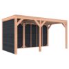 Overkapping douglas 244,8 x 495,4 x 254,9 cm asymmetrisch + wanden Zweeds rabat zwart