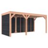 Overkapping douglas 244,8 x 545,4 x 254,9 cm asymmetrisch (228,5+278,5) + wanden Zweeds rabat zwart