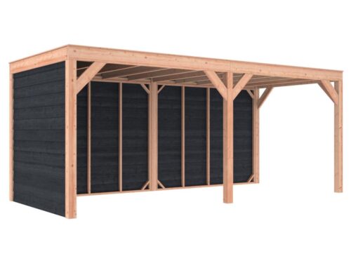 Overkapping douglas 244,8 x 595,4 x 254,9 cm + wanden Zweeds rabat zwart