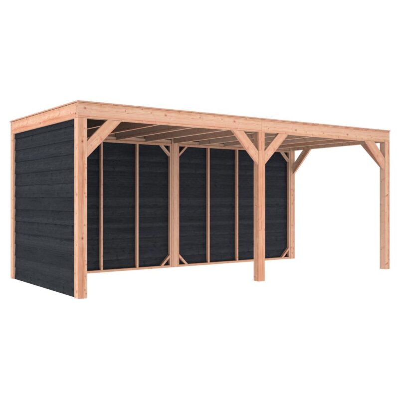 Overkapping douglas 244,8 x 595,4 x 254,9 cm + wanden Zweeds rabat zwart