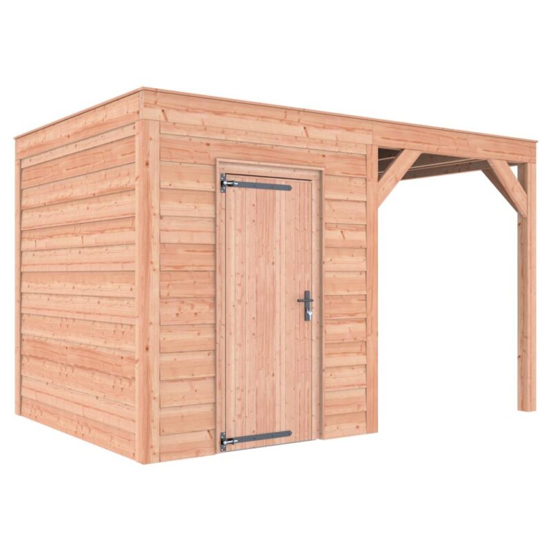 Tuinhuis met overkapping douglas 244,8 x 395,4 x 254,9 cm Zweeds rabat onbehandeld