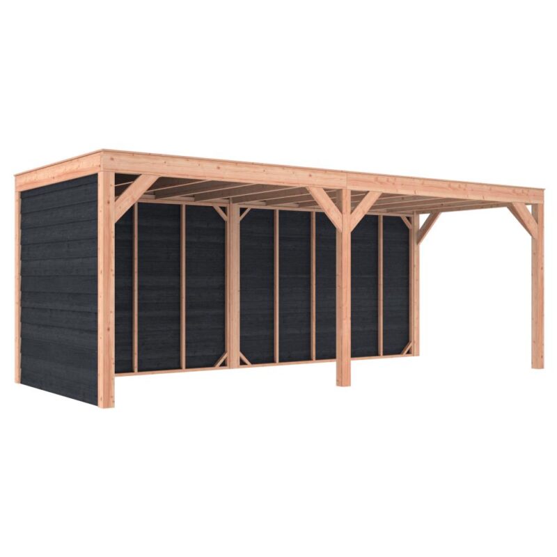 Overkapping douglas 244,8 x 645,4 x 254,9 cm + wanden Zweeds rabat zwart