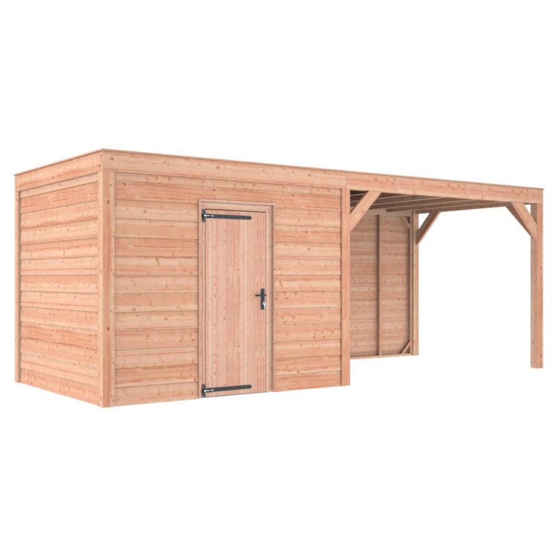 Tuinhuis met overkapping douglas 244,8 x 645,4 x 254,9 cm Zweeds rabat onbehandeld