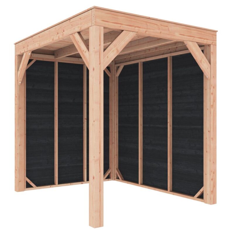 Overkapping douglas 244,8 x 204,9 x 254,9 cm + wanden Zweeds rabat zwart