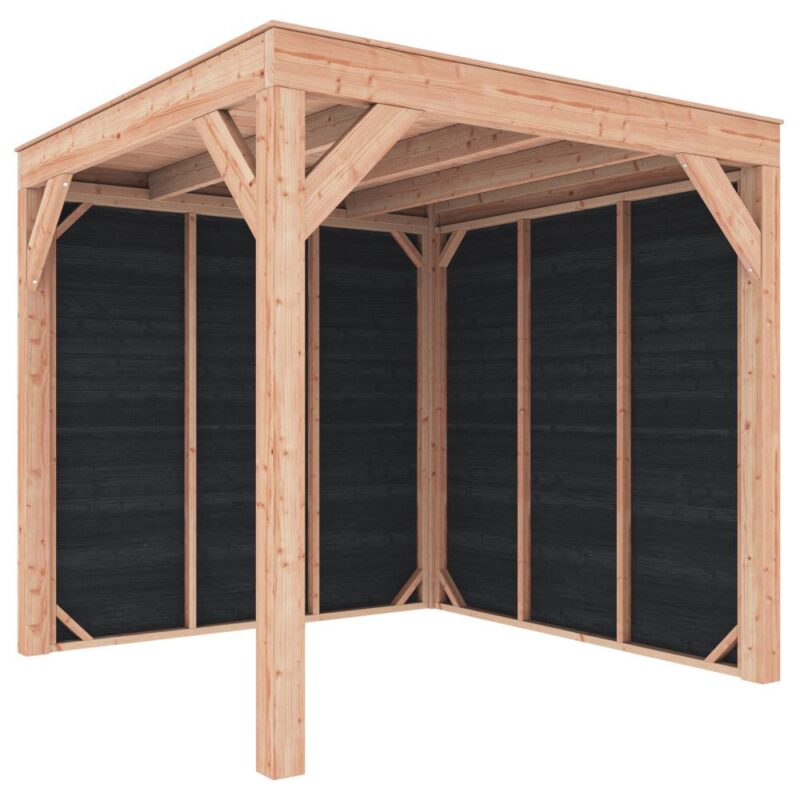 Overkapping douglas 244,8 x 254,9 x 254,9 cm + wanden Zweeds rabat zwart
