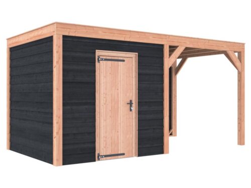 Tuinhuis met overkapping douglas 244,8 x 495,4 x 254,9 cm symmetrisch Zweeds rabat zwart