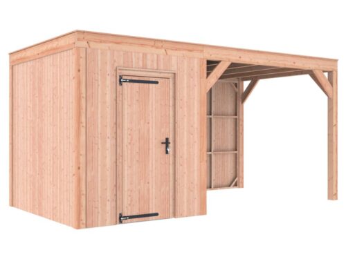 Tuinhuis met overkapping douglas 244,8 x 495,4 x 254,9 cm asymmetrisch halfhouts rabat onbehandeld