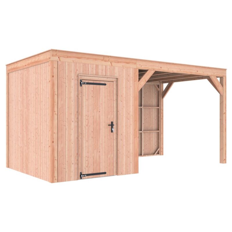 Tuinhuis met overkapping douglas 244,8 x 495,4 x 254,9 cm asymmetrisch halfhouts rabat onbehandeld