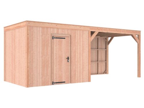 Tuinhuis met overkapping douglas 244,8 x 645,4 x 254,9 cm halfhouts rabat onbehandeld