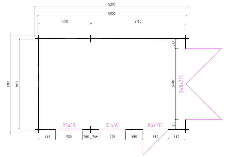 3352 zadeldak- grondplan Garage 3352 S