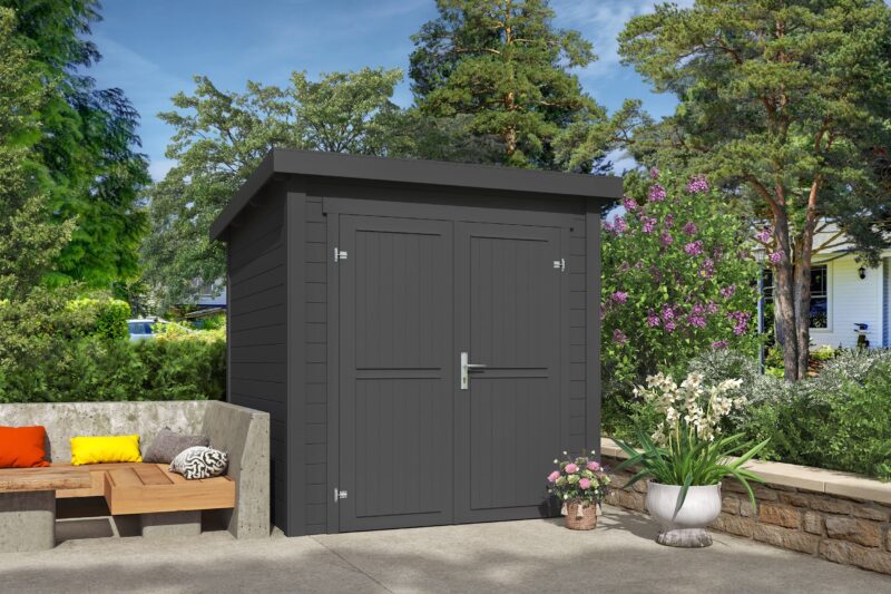 Blokhut Sara 200x200 Gespoten Carbon Grey