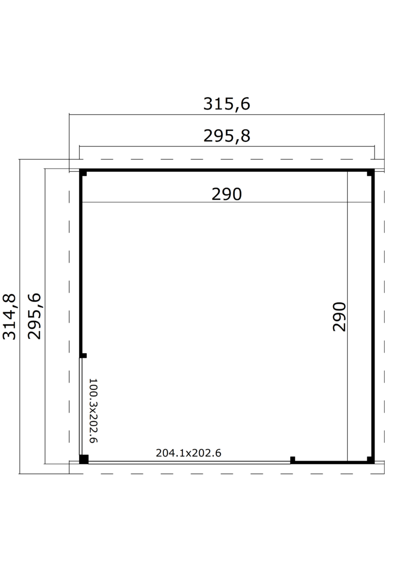 4743329242107-1060258-Outdoor Life Products-Tuinhuis-Blokhut-Julia 295x295_plattegrond Blokhut Julia 295x295 Onbehandeld vuren