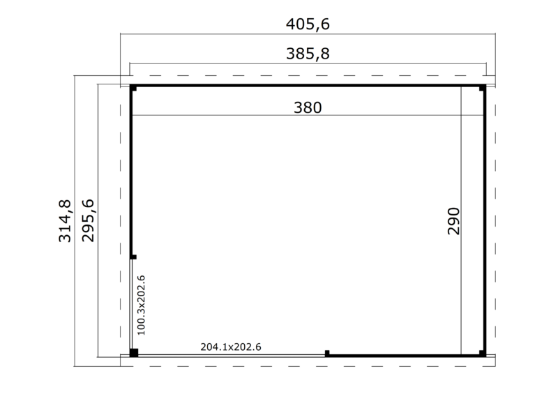 4743329242121-1060264-Outdoor Life Products-Tuinhuis-Blokhut-Olivia 385x295_plattegrond Blokhut Olivia 385x295 Onbehandeld vuren
