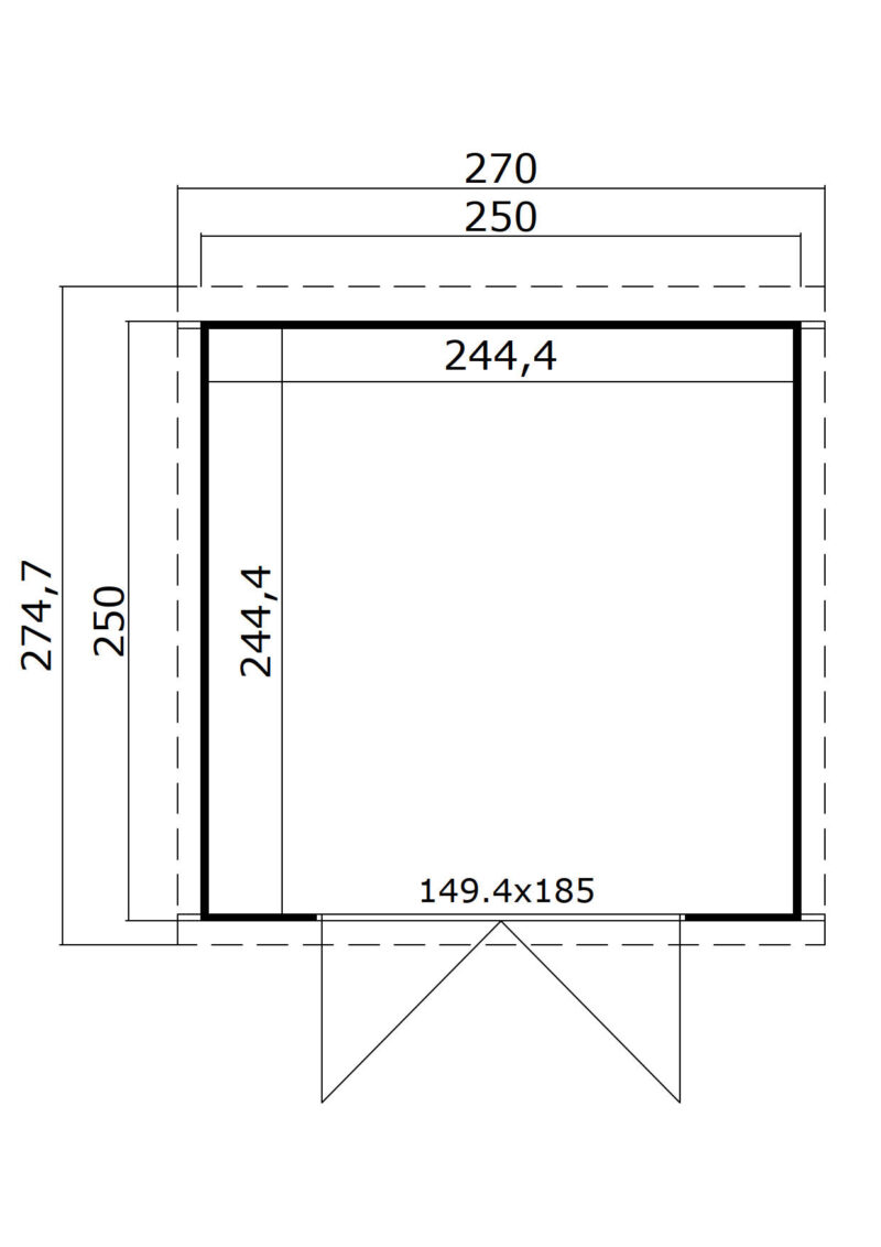 Blokhut Mila 250x250 Onbehandeld vuren