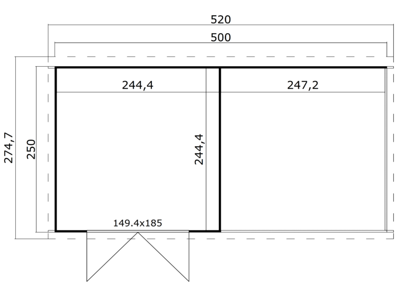 Blokhut met overkapping Lars 500x250 Carbon Grey-Wit