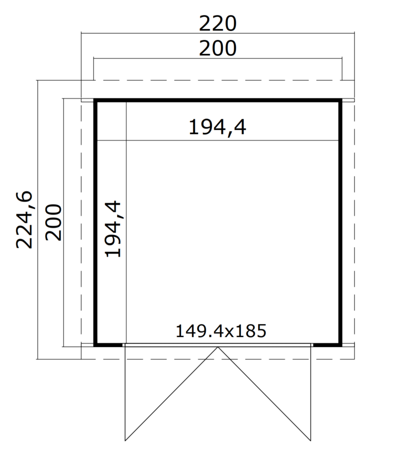 Blokhut Sara 200x200 Gespoten Platinum Grey-Wit