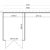 Blokhut met overkapping Finn 450x250 Carbon Grey-Wit