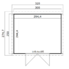 Blokhut Lotta 300x250 Gespoten Platinum Grey