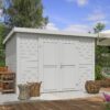 Blokhut Lotta 300x250 Gespoten Platinum Grey