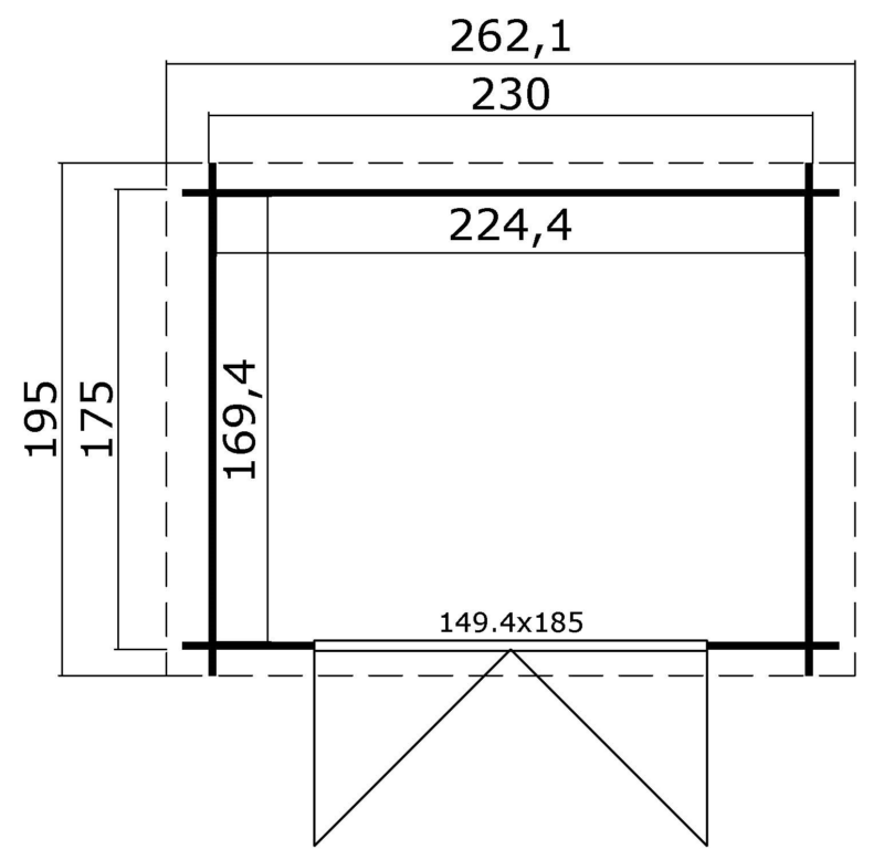 Blokhut Ingo 230x175 Geïmpregneerd olijfgroen