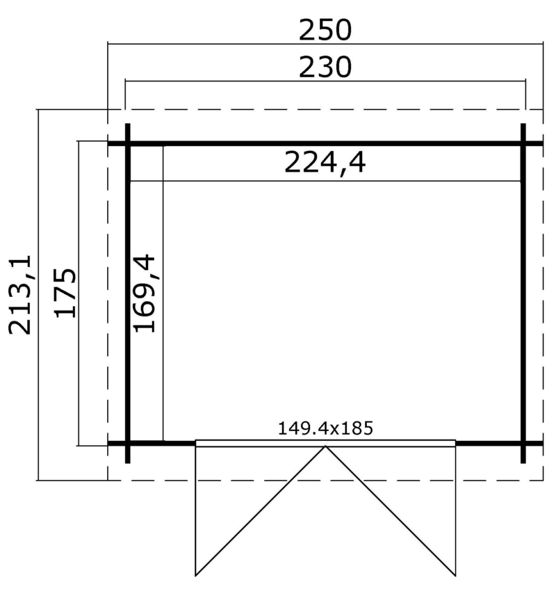 Blokhut Indi 230x175 Geïmpregneerd olijfgroen