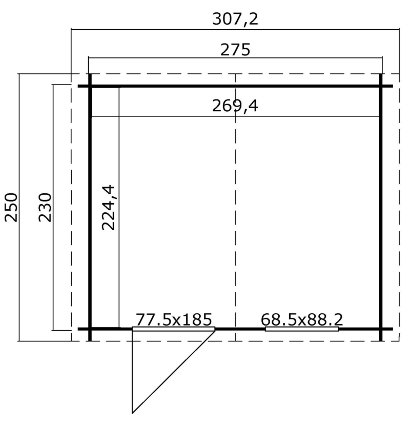Blokhut Nina 275x230 Onbehandeld vuren