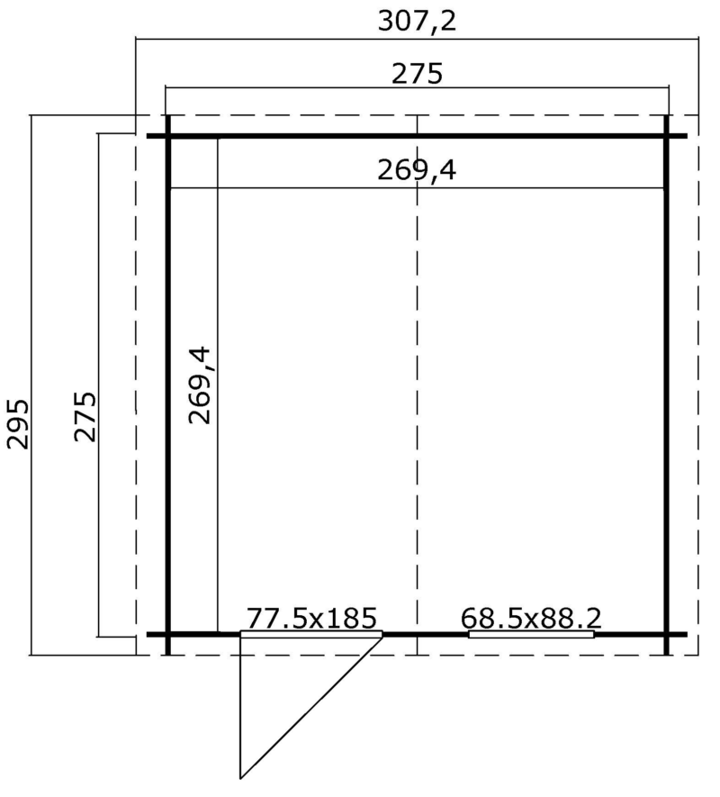 Blokhut Nina 275x275 Onbehandeld vuren