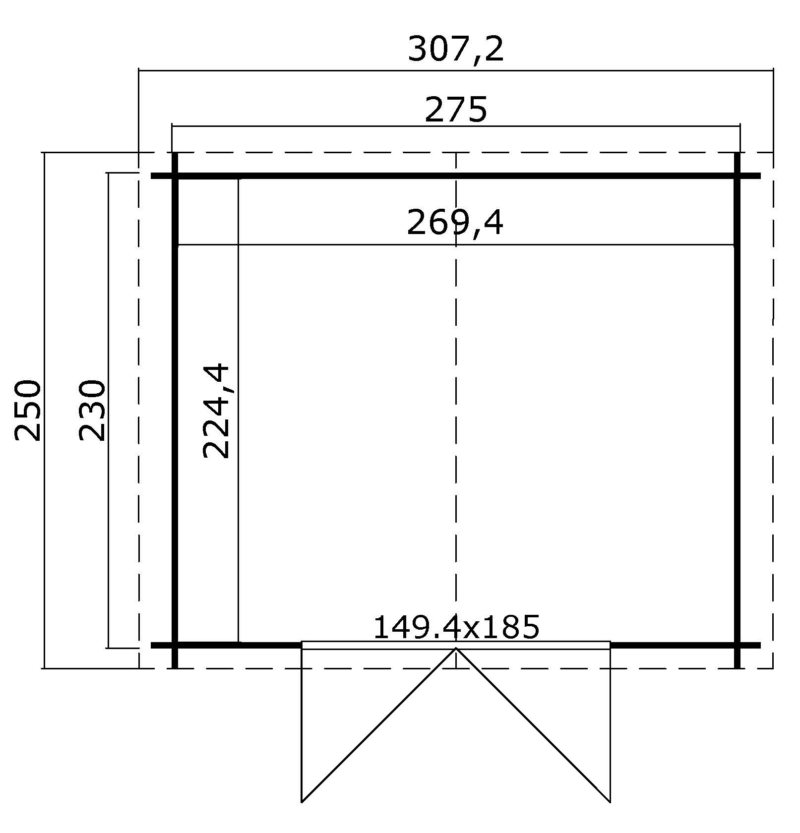 Blokhut Norah 275x230 Geïmpregneerd olijfgroen
