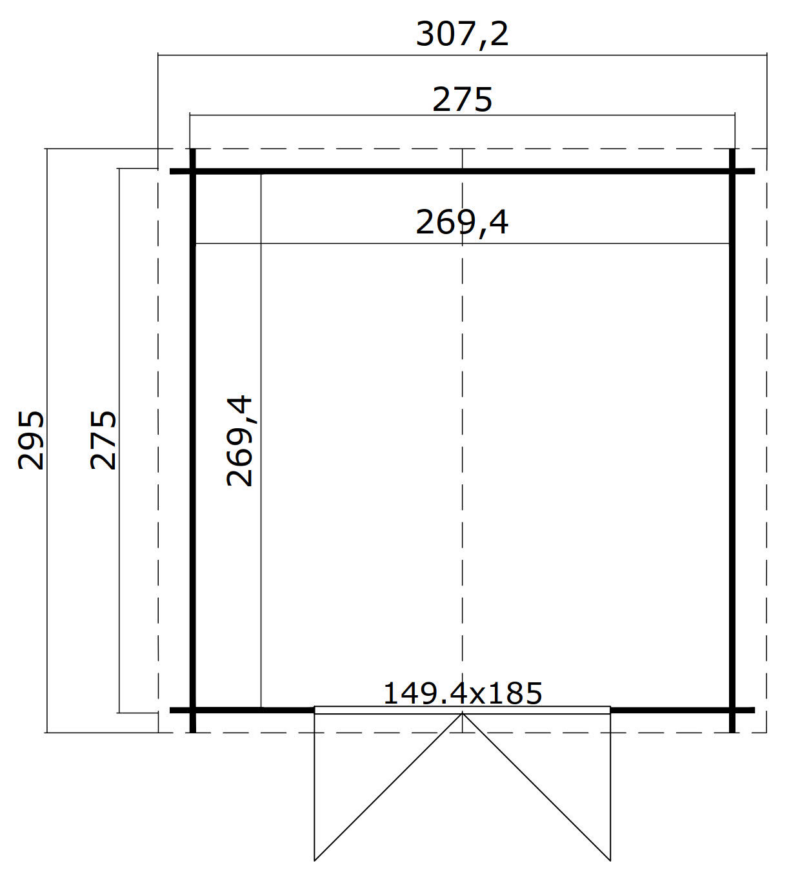 Blokhut Norah 275x275 Onbehandeld vuren