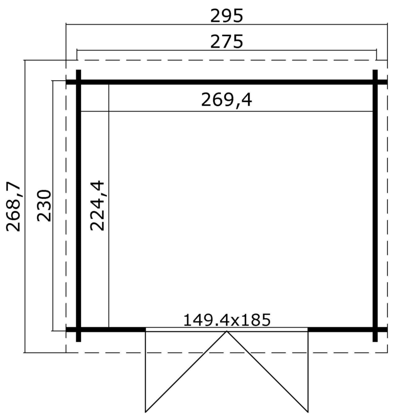 Blokhut Nadia 275x230 Onbehandeld vuren