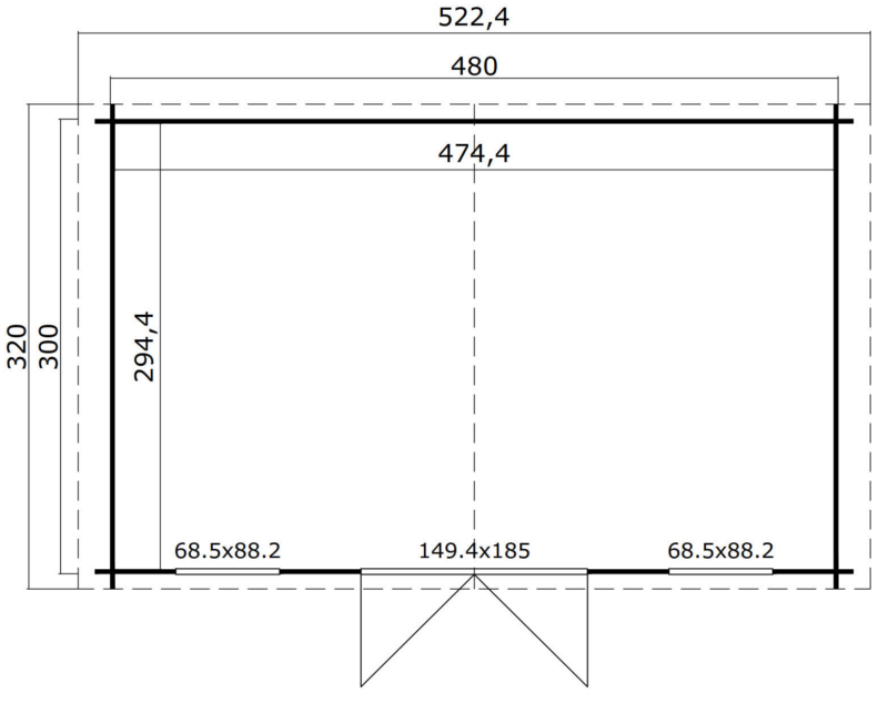 Blokhut Udo 480x300 Geïmpregneerd olijfgroen