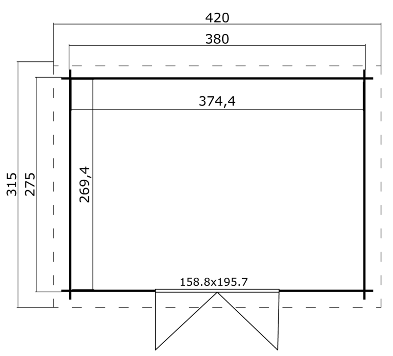 Blokhut Mikkel 380x275 Geïmpregneerd olijfgroen