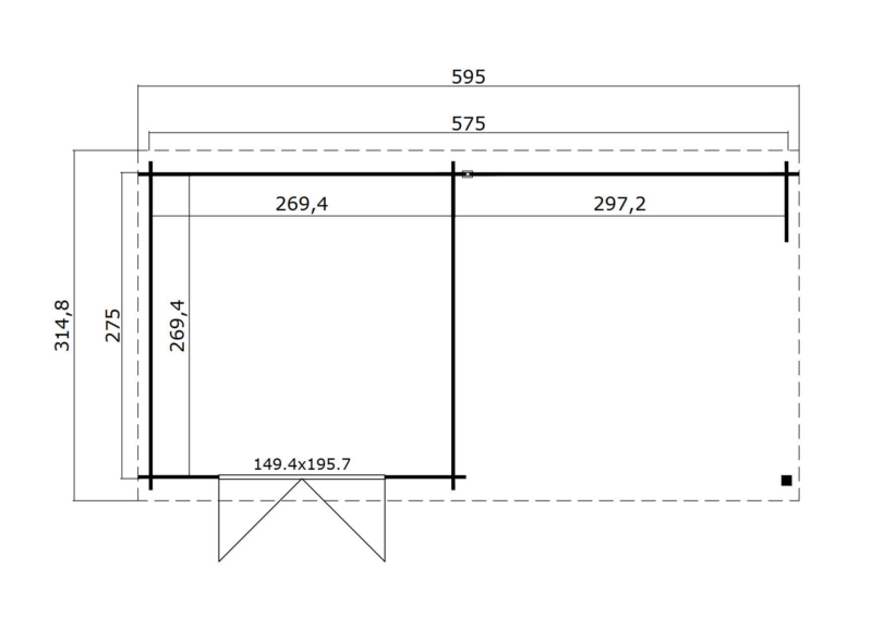 Blokhut met overkapping Fraya 575x275 Geïmpregneerd olijfgroen