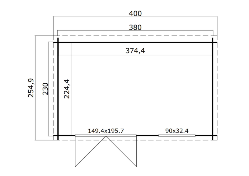 Blokhut Timian 380x230 Geïmpregneerd olijfgroen