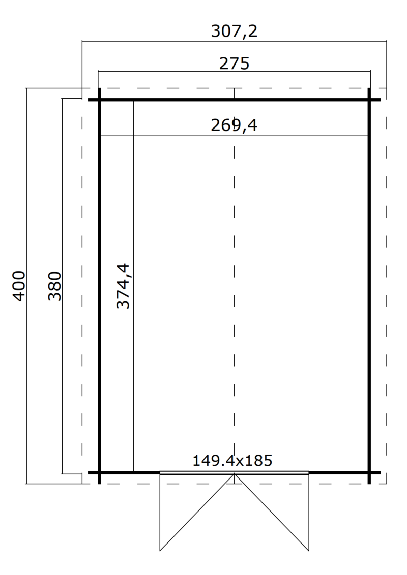 Blokhut Norah 275x380 Geïmpregneerd olijfgroen