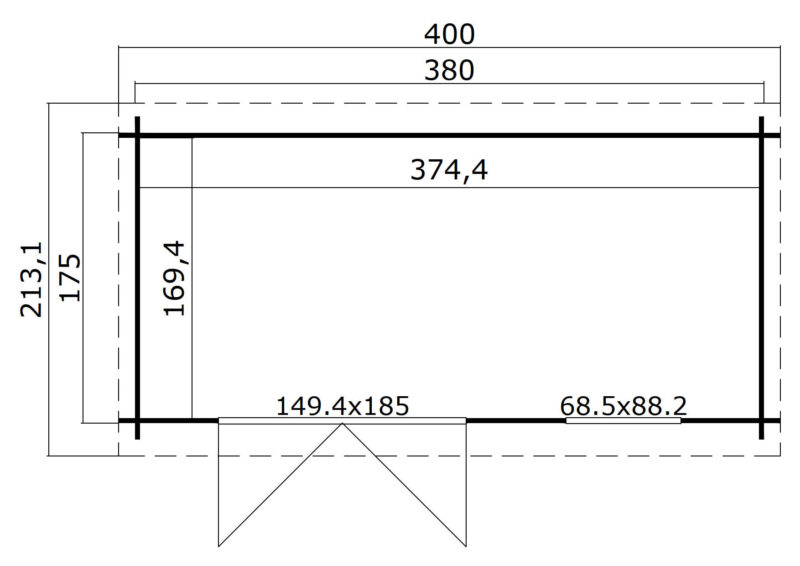 Blokhut Amira 380x175 Geïmpregneerd olijfgroen