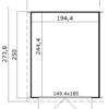 Blokhut Kibo 2 200x250 Gespoten Carbon Grey-Wit