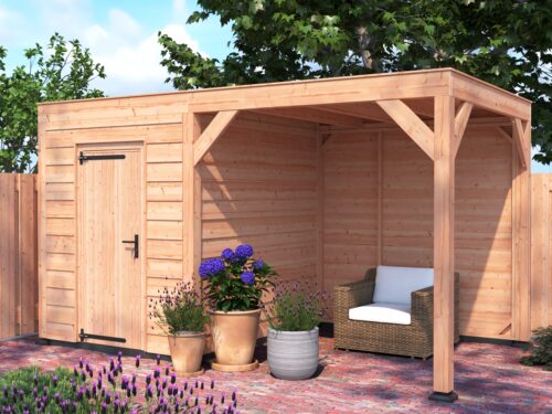 Tuinhuis met overkapping douglas 244,8 x 445,4 x 254,9 cm Zweeds rabat onbehandeld