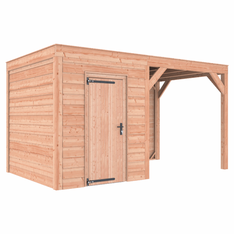 Tuinhuis met overkapping douglas 244,8 x 445,4 x 254,9 cm Zweeds rabat onbehandeld