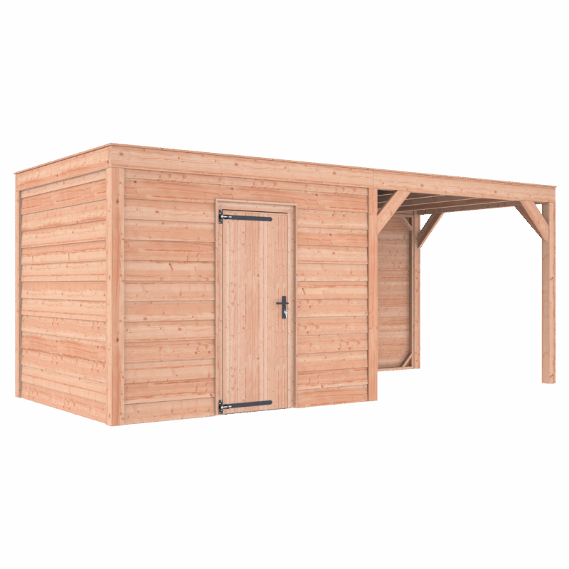 Tuinhuis met overkapping douglas 244,8 x 595,4 x 254,9 cm Zweeds rabat onbehandeld