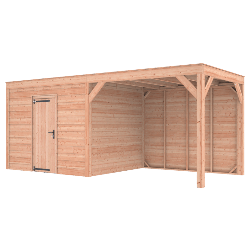 Tuinhuis met overkapping douglas 244,8 x 595,4 x 254,9 cm Zweeds rabat onbehandeld