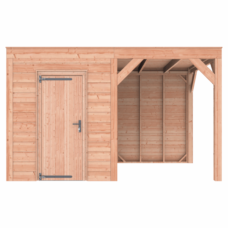 Tuinhuis met overkapping douglas 244,8 x 395,4 x 254,9 cm Zweeds rabat onbehandeld