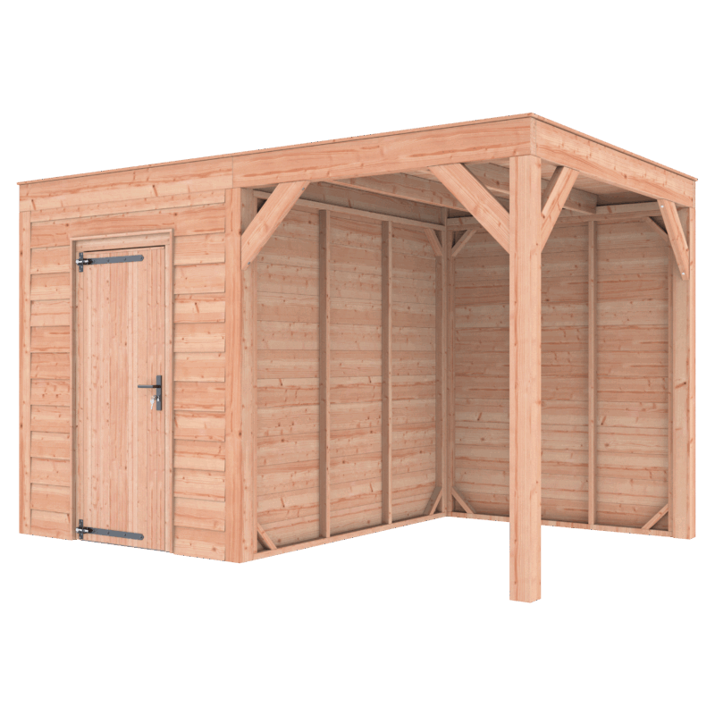 Tuinhuis met overkapping douglas 244,8 x 395,4 x 254,9 cm Zweeds rabat onbehandeld