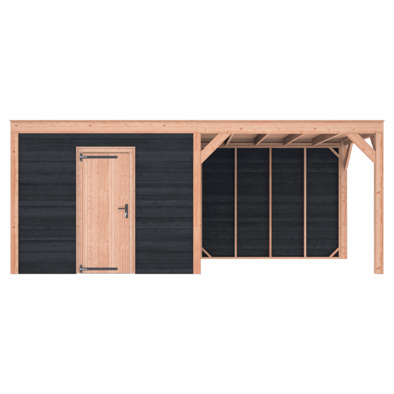 Tuinhuis met overkapping douglas 244,8 x 595,4 x 254,9 cm Zweeds rabat zwart