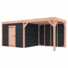 Tuinhuis met overkapping douglas 244,8 x 595,4 x 254,9 cm Zweeds rabat zwart