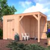 Tuinhuis met overkapping douglas 244,8 x 395,4 x 254,9 cm halfhouts rabat onbehandeld