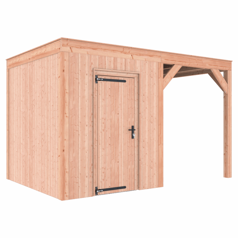 Tuinhuis met overkapping douglas 244,8 x 395,4 x 254,9 cm halfhouts rabat onbehandeld