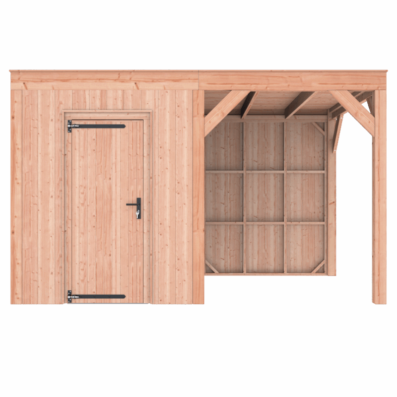 Tuinhuis met overkapping douglas 244,8 x 395,4 x 254,9 cm halfhouts rabat onbehandeld